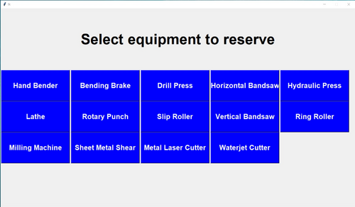 Select Equipment screen